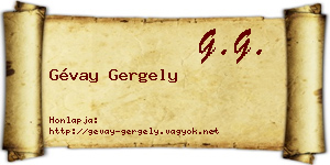 Gévay Gergely névjegykártya